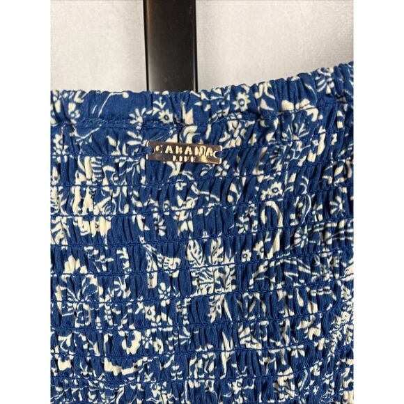 Cabana Life Aspen Smocked Maxi Dress Women's Medium Blue Floral Boho Cottagecore - Picture 7 of 11